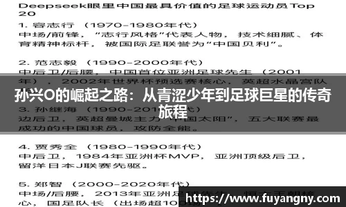 孙兴O的崛起之路：从青涩少年到足球巨星的传奇旅程